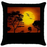 Digital Art Landscape Trees Artwork Throw Pillow Case (Black) Front