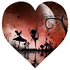 Little Fairy Dancing In The Night Wooden Puzzle Heart by FantasyWorld7