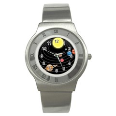Solar System Planets Sun Space Stainless Steel Watch