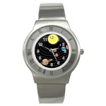 Solar System Planets Sun Space Stainless Steel Watch Front