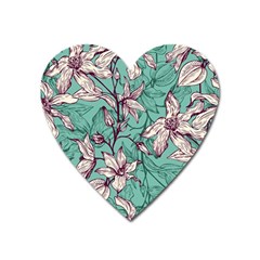 Vintage Floral Pattern Heart Magnet by Sobalvarro