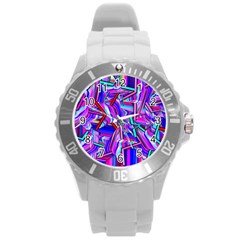 Stars Beveled 3d Abstract Round Plastic Sport Watch (l) by Mariart