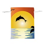 Ocean Sunset Dolphin Palm Tree Lightweight Drawstring Pouch (S) Back