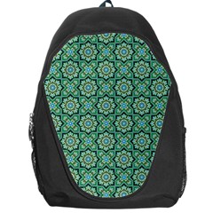 Green Abstract Geometry Pattern Backpack Bag by Simbadda