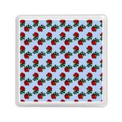 Red Roses Light Blue Memory Card Reader (square) by snowwhitegirl