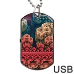 Fractals 3d Graphics Designs Dog Tag USB Flash (Two Sides) Back
