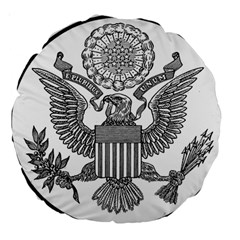 Black & White Great Seal Of The United States - Obverse  Large 18  Premium Round Cushions by abbeyz71