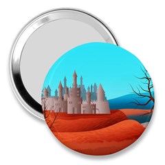 Castle Landscape Mountains Hills 3  Handbag Mirrors