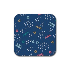 Trendy Memphis Style Seamless Pattern Colorful Geometric Seamless Pattern 80 S 90 S Styles Rubber Coaster (square) 