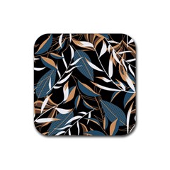 Summer Trend Seamless Background With Bright Tropical Leaves Plants Rubber Coaster (square) 