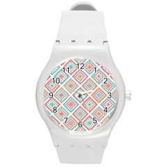 Ethnic Seamless Pattern Tribal Line Print African Mexican Indian Style Round Plastic Sport Watch (m) by Vaneshart