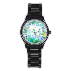Scrapbooking Tropical Pattern Stainless Steel Round Watch by HermanTelo