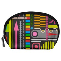 Pattern Geometric Abstract Colorful Arrows Lines Circles Triangles Accessory Pouch (large) by Vaneshart
