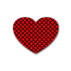 Pattern Red Black Texture Cross Rubber Coaster (heart) 