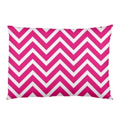Chevrons Zigzag Pattern Design Pink White Pillow Case by Wegoenart