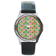 Abstract Seamless Pattern Round Metal Watch by Vaneshart