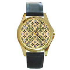 Seamless Wallpaper Geometric Round Gold Metal Watch by Vaneshart