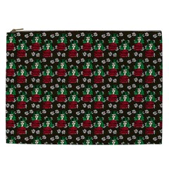 Girl With Green Hair Pattern Brown Floral Cosmetic Bag (xxl) by snowwhitegirl