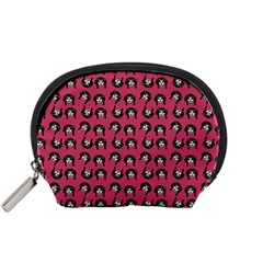 Retro Girl Daisy Chain Pattern Pink Accessory Pouch (small) by snowwhitegirl