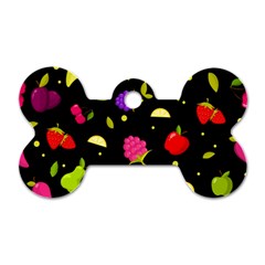 Vector Seamless Summer Fruits Pattern Colorful Cartoon Background Dog Tag Bone (two Sides)