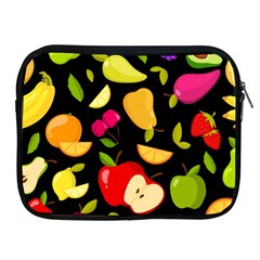 Vector Seamless Summer Fruits Pattern Black Background Apple Ipad 2/3/4 Zipper Cases by Vaneshart