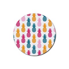 Tropic Fruit Pineapple Seamless Pattern Design Vector Illustration Rubber Coaster (round) 