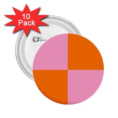 Mod Pink And Orange Squares 2 25  Buttons (10 Pack) 