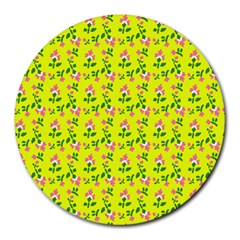 Carnation Pattern Yellow Round Mousepads by snowwhitegirl