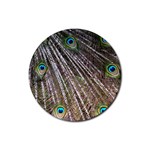 Peacock Feathers Pattern Colorful Rubber Coaster (Round)  Front