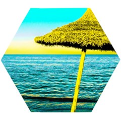 Pop Art Beach Umbrella  Wooden Puzzle Hexagon by essentialimage