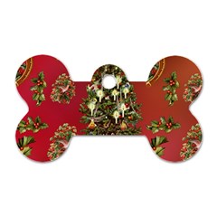 Wonderful Vintage Christmas Design Dog Tag Bone (one Side) by FantasyWorld7
