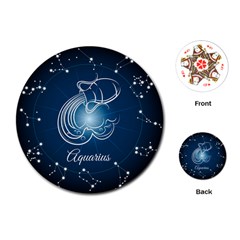 Aquarius Zodiac Playing Cards Single Design (round) by trulycreative