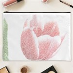 Tulip red white pencil drawing Cosmetic Bag (XXXL) Front