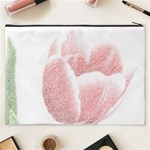 Tulip red white pencil drawing Cosmetic Bag (XXXL) Back