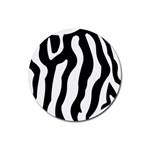 Wild Zebra pattern black and white Rubber Coaster (Round)  Front