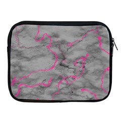 Marble Light Gray With Bright Magenta Pink Veins Texture Floor Background Retro Neon 80s Style Neon Colors Print Luxuous Real Marble Apple Ipad 2/3/4 Zipper Cases by genx