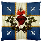 Quebec flag drapeau Québec Patriote Carillon Sacré-Coeur Christian Catholic old vintage with fleurs de lys Large Cushion Case (One Side) Front