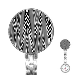 Abstrait Lignes Blanc/noir Stainless Steel Nurses Watch