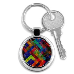 Abstract Colored Grunge Pattern Key Chain (round)