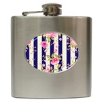STRIPES FLORAL PRINT Hip Flask (6 oz) Front