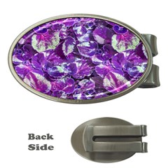 Botanical Violet Print Pattern 2 Money Clips (oval)  by dflcprintsclothing
