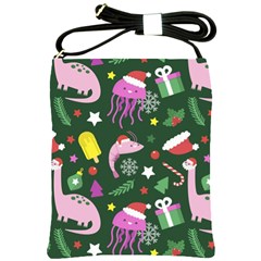 Colorful Funny Christmas Pattern Shoulder Sling Bag by Vaneshart