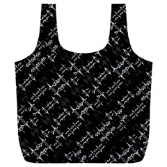 Black And White Ethnic Geometric Pattern Full Print Recycle Bag (xxl)