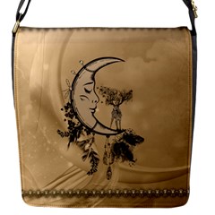 Deer On A Mooon Flap Closure Messenger Bag (s) by FantasyWorld7