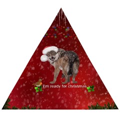 I m Ready For Christmas, Funny Wolf Wooden Puzzle Triangle by FantasyWorld7