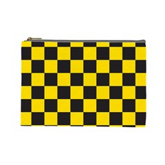 Checkerboard Pattern Black And Yellow Ancap Libertarian Cosmetic Bag (large) by snek