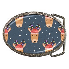 Cute Deer Heads Seamless Pattern Christmas Belt Buckles by Vaneshart