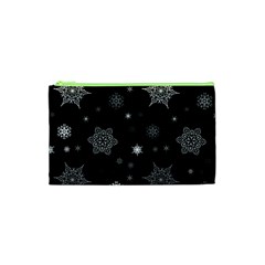 Christmas Snowflake Seamless Pattern With Tiled Falling Snow Cosmetic Bag (xs) by Vaneshart