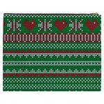 Knitted Christmas Pattern Green Red Cosmetic Bag (XXXL) Back