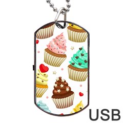 Seamless Pattern Yummy Colored Cupcakes Dog Tag Usb Flash (two Sides)